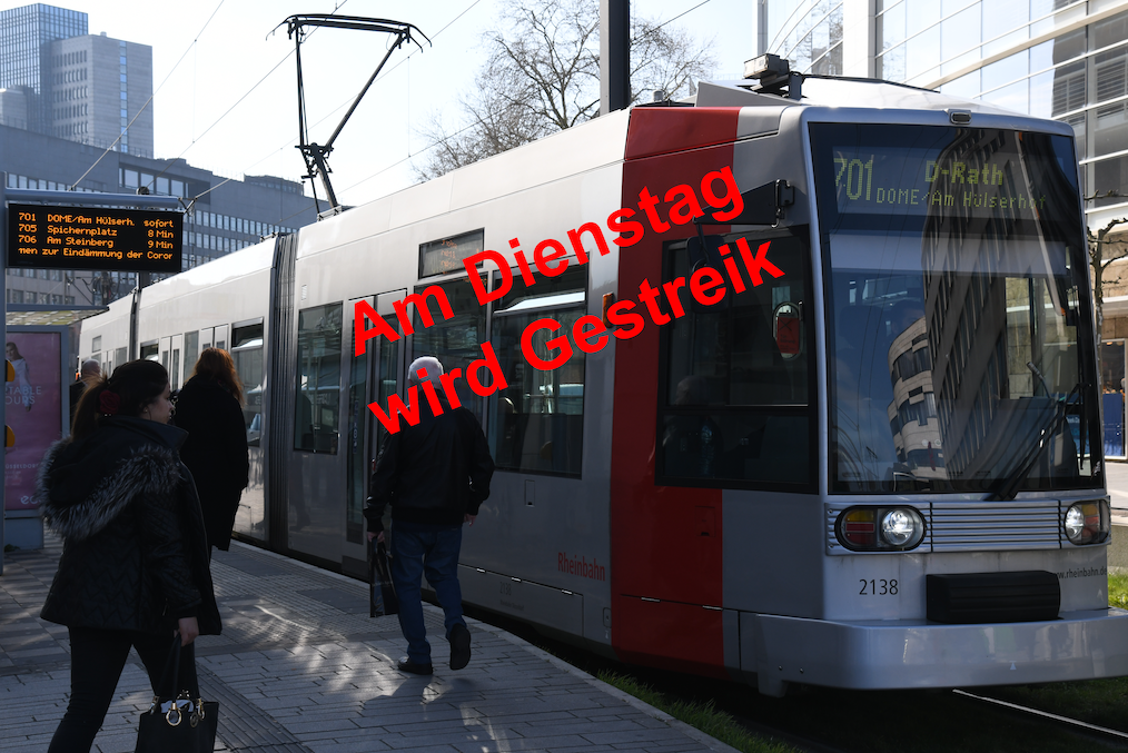 Rheinbahn wird am Dienstag ganztägig bestreikt