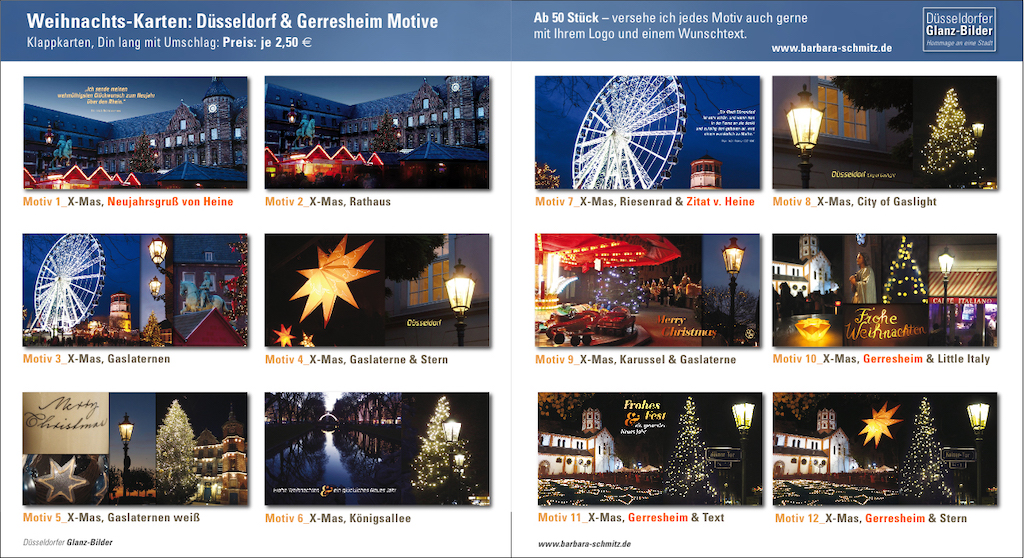 Weihnachtspost mit Heimat-Motiven aus Düsseldorf