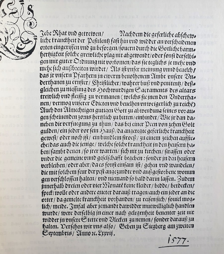 Pestordnung 1577 Quelle final