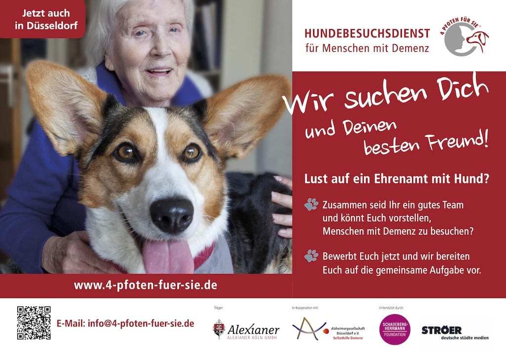 „4 Pfoten für Sie“ — Hundebesuchsdienst für Menschen mit Demenz startet jetzt auch in der Stadt Düsseldorf