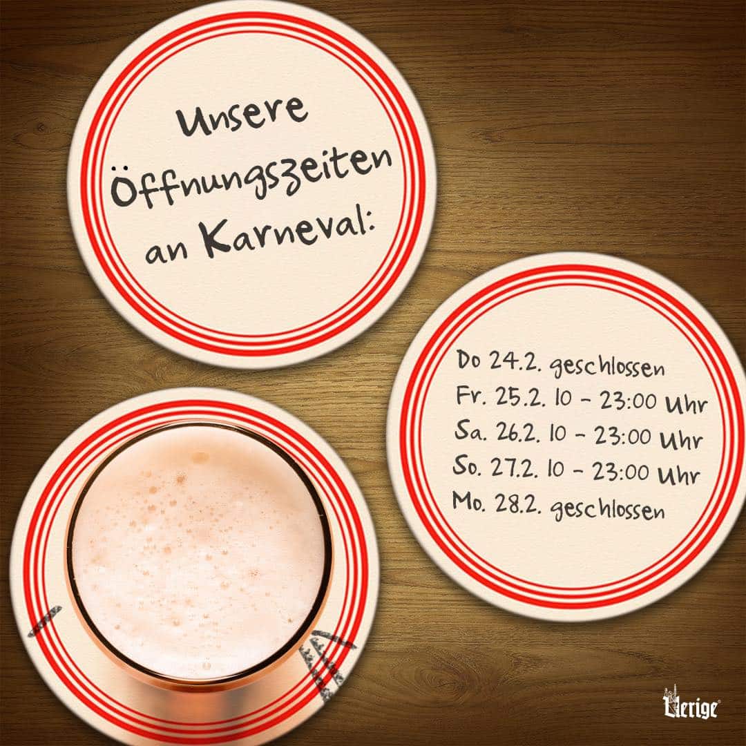 Uerige Altweiber und Rosenmontag geschlossen