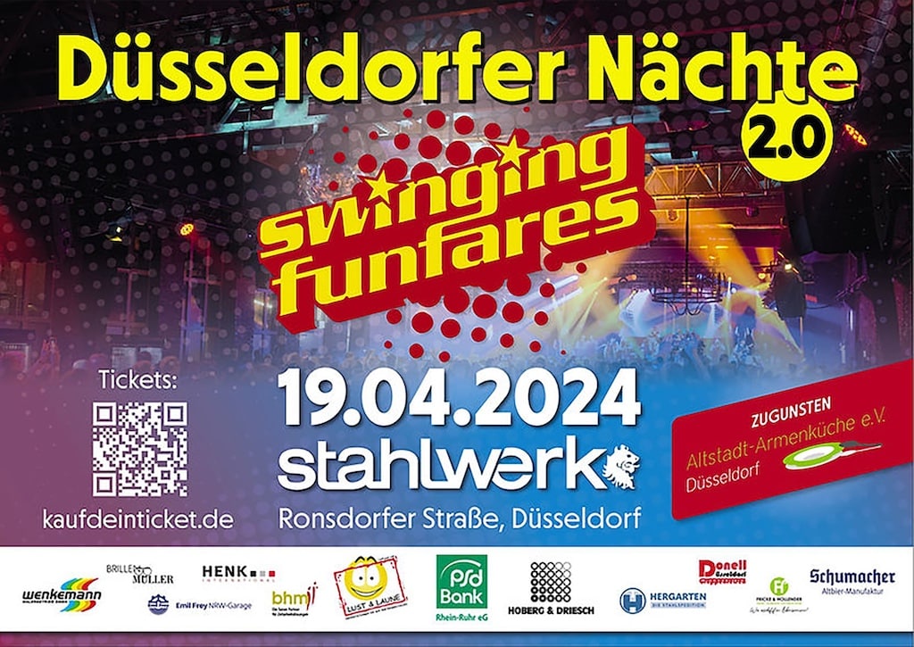 Düsseldorfer Nächte 2.0: Swinging Funfares und Rhythmussportgruppe unterstützen die Altstadt-Armenküche