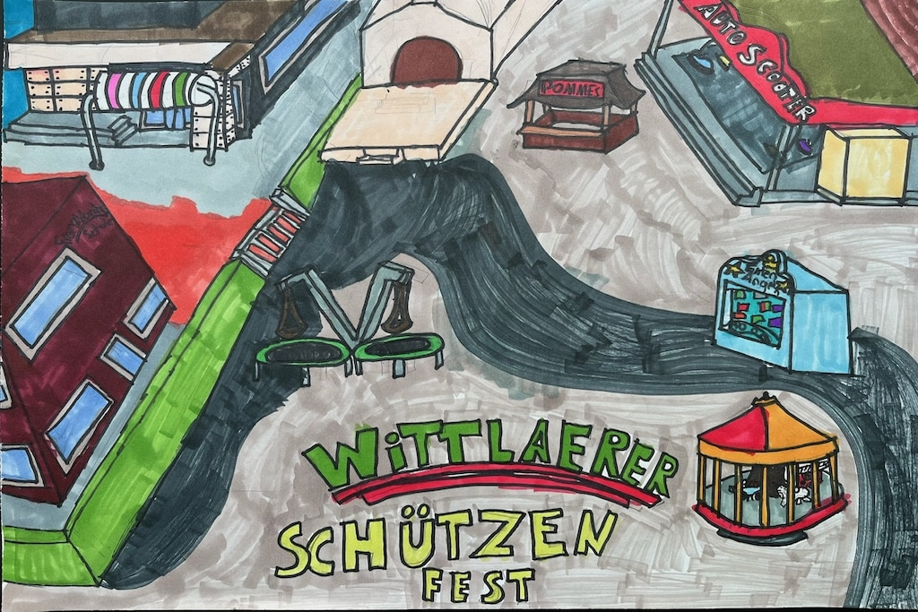 Das sind die vier besten Bilder der Grundschulkinder für die Banner an den Ortseingängen.