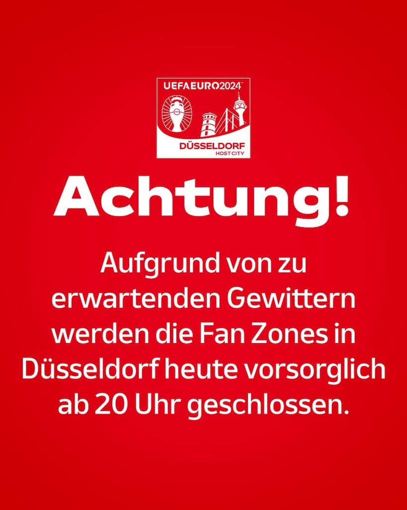 Wichtiger Hinweis: Vorsorgliche Schließung der Fan Zones wegen Gewittern