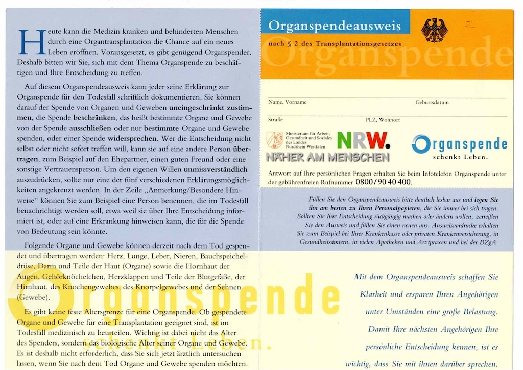 Einführung der Widerspruchslösung bei Organspenden – Mehrheit im Bundesrat für Initiative aus Nordrhein-Westfalen