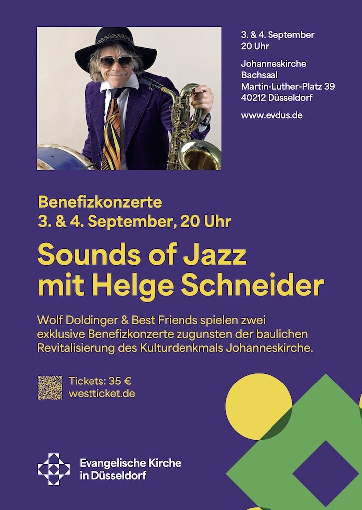 Benefizkonzerte zugunsten der Johanneskirche: „Sounds of Jazz“ mit Helge Schneider und Wolf Doldinger & Best Friends