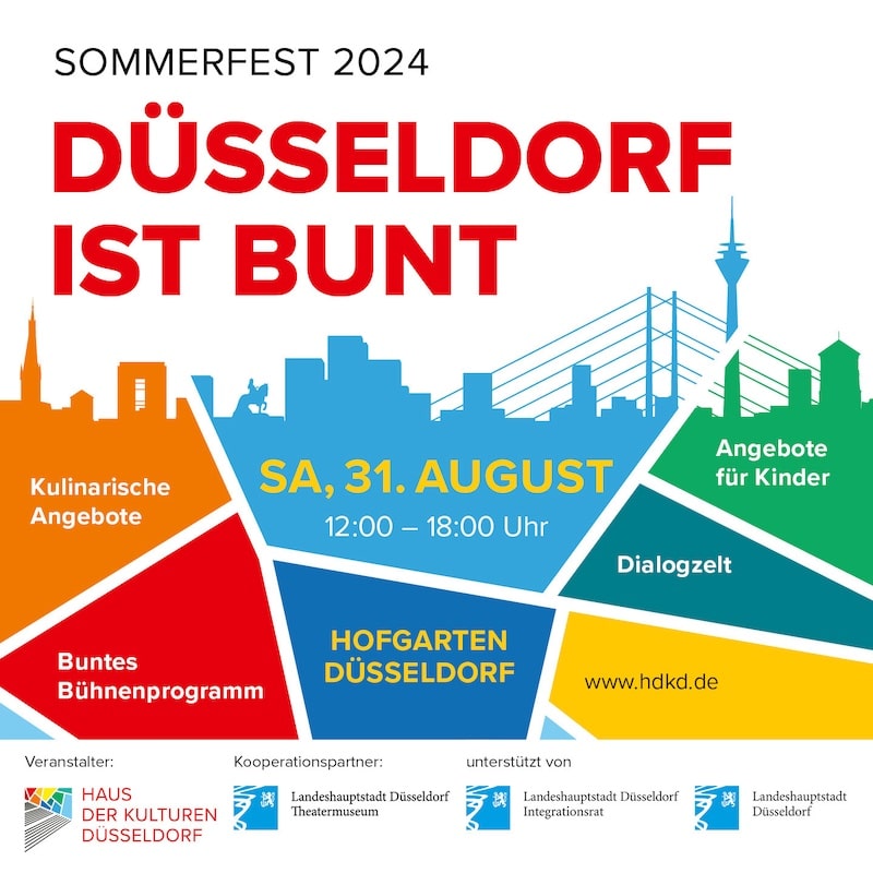 Haus der Kulturen Düsseldorf e.V. lädt zum Sommerfest „Düsseldorf ist bunt“ ein