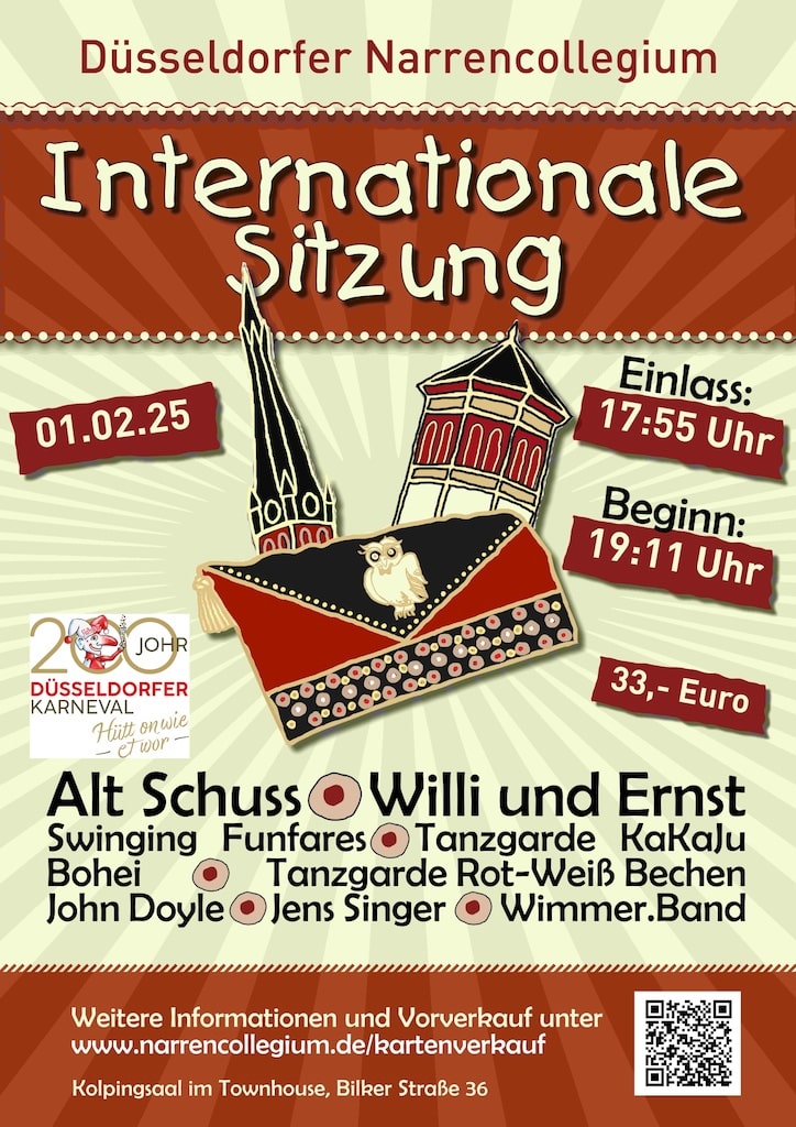 Das Düsseldorfer Narrencollegium (DNC), “Die Akademie der Narretei”, präsentiert seine traditionelle „Internationale Sitzung“!