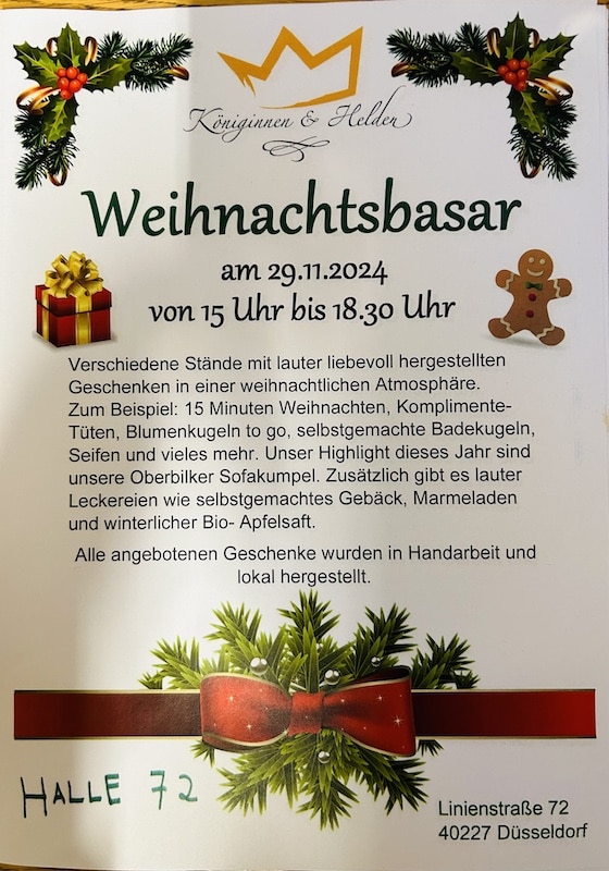 Einladung zum Weihnachtsbasar in Düsseldorf-Oberbilk