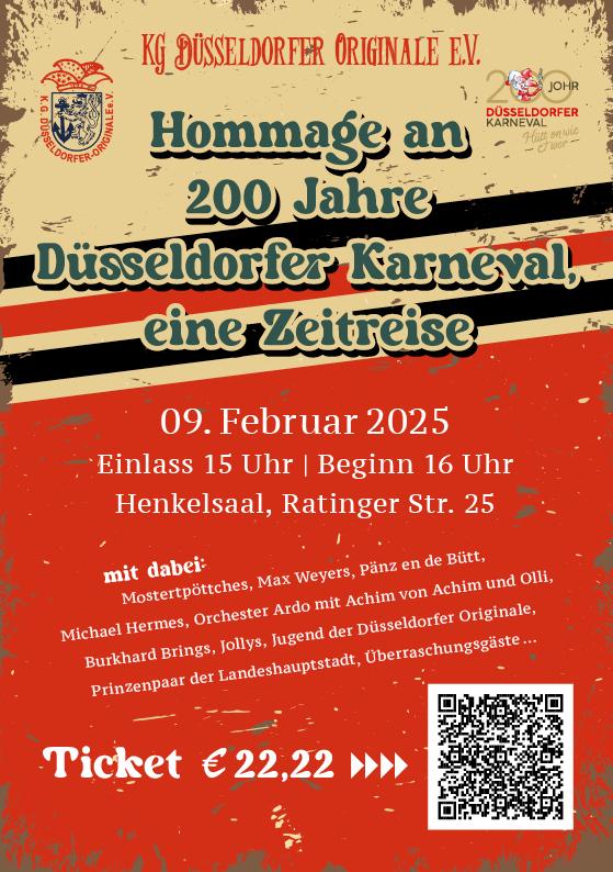 Jubiläumsveranstaltung der KG Düsseldorfer Originale: “Eine Hommage an 200 Jahre Düsseldorfer Karneval”