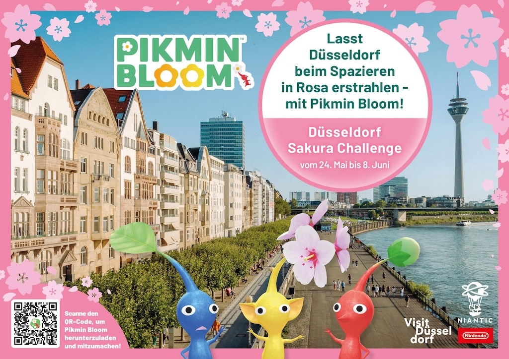 Düsseldorf Sakura Challenge © 2021 Niantic, Inc., Pikmin and Mii Characters / Artwork / Music © 2021 Nintendo All Rights Reserved