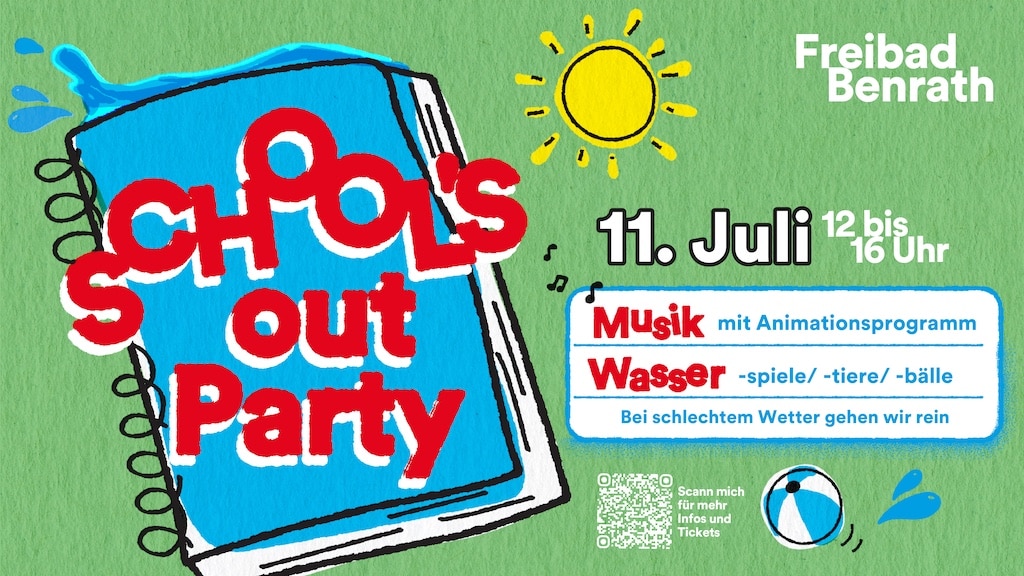 Buntes Ferienvergnügen im Wasser: School’s‑out-Party im Freibad Benrath