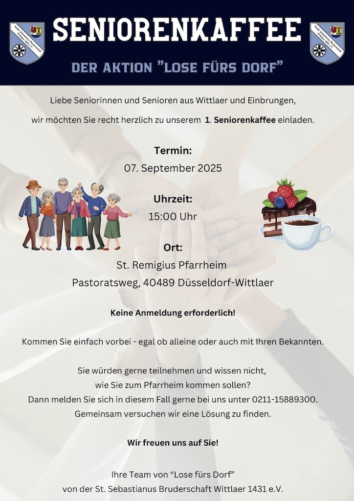 Der erste Seniorencafé naht © St. Sebastianus Bruderschaft Wittlaer Der erste Seniorencafé naht © St. Sebastianus Bruderschaft Wittlaer