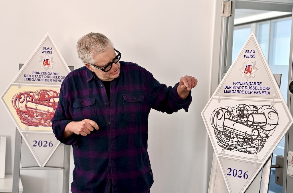 Sessionsorden 2026 der Prinzengarde Blau‑Weiss – Entwurf von Markus Oehlen