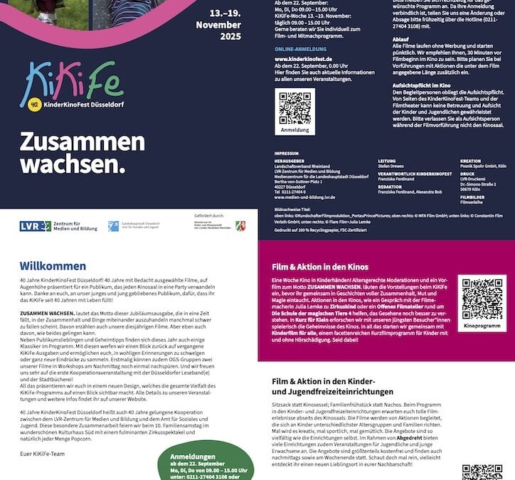 “Zusammen wachsen” beim 40. KinderKinoFest in Düsseldorf