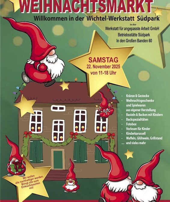 Willkommen in der Wichtelwerkstatt – Weihnachtsmarkt im Südpark am 22. November