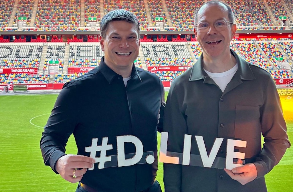 (v.l.n.r.): Christian Poschmann, Executive Director Corporate Events und General Manager der Rheinterrasse Düsseldorf, Marco Dröge, Director Sales Corporate Events © D.LIVE
