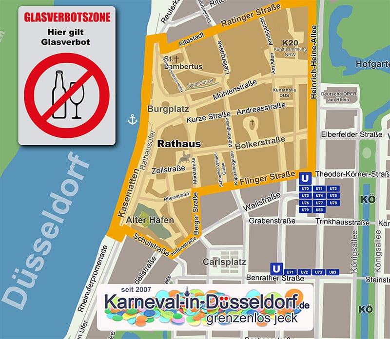 Glasverbotszone in der Altstadt © Landeshauptstadt Düsseldorf Glasverbotszone in der Altstadt © Landeshauptstadt Düsseldorf