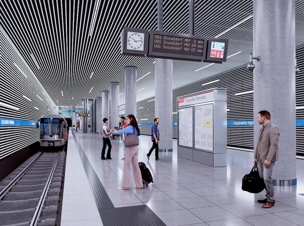 Die Grafik zeigt den neuen U-Bahnhof "Flughafen Terminal" © Landeshauptstadt Düsseldorf/Amt für Brücken-, Tunnel- und Stadtbahnbau